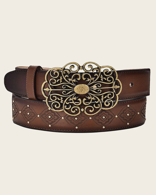 Cinturon Cuadra Azteca Miel Para Dama
