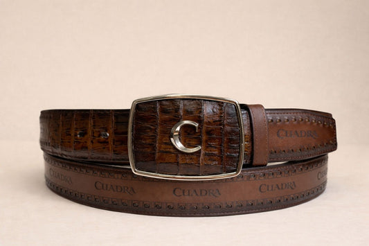 Cinturon Cuadra De Caiman Color Miel