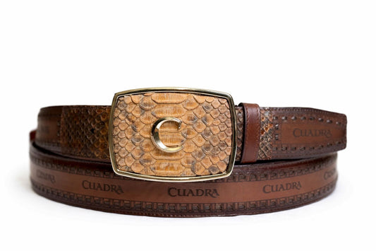 Cinturon Cuadra Piton Beige